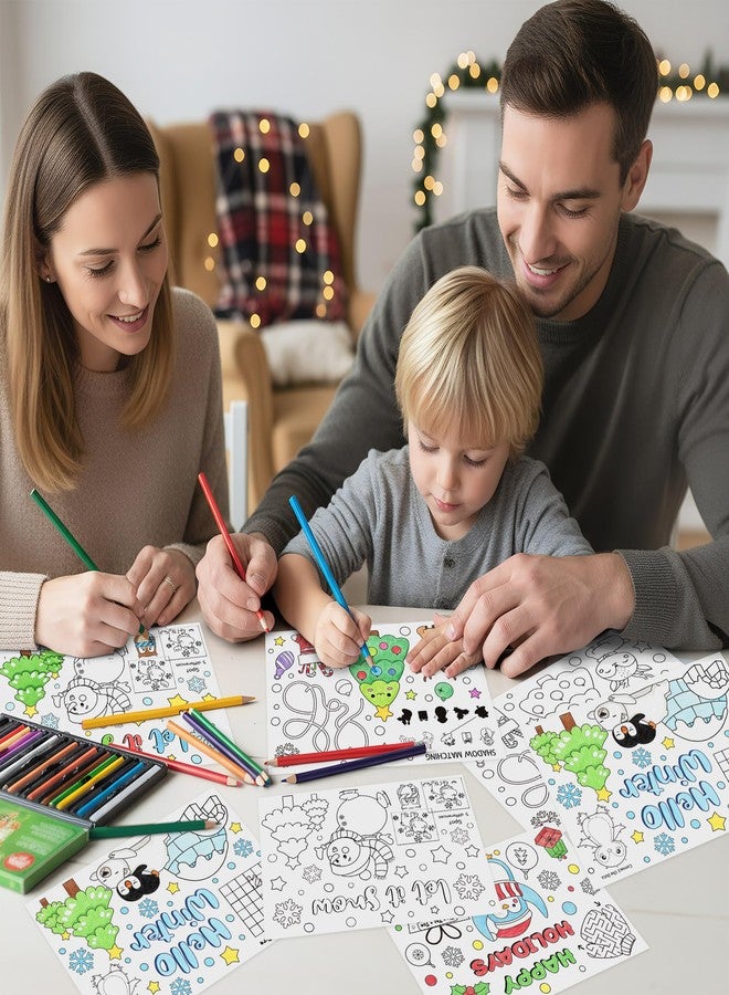ANGOLIO Winter Game Coloring Pages - 32P Hello Winter Scene Activity Game Coloring Posters for Kids, Happy Holidays Bulk Snowman Penguin DIY Crafts Classroom Home Holiday Party Supplies Christmas Gift - Image 5